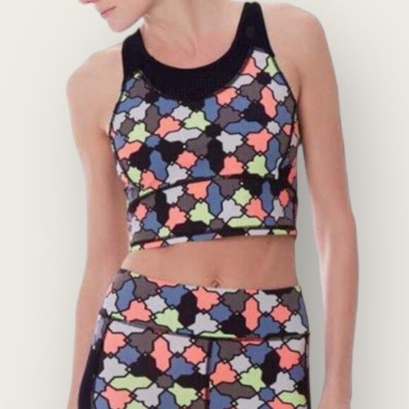 Sweaty Betty Athletic Crop Tank Top | Small | Geometric Print | Yoga Athleisure - Picture 2 of 9